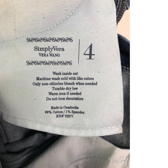 Simply Vera Vera Wang Women's Jeans Straight Leg Blue Denim Pants Cotton Sz‎ 4 - Picture 8 of 8